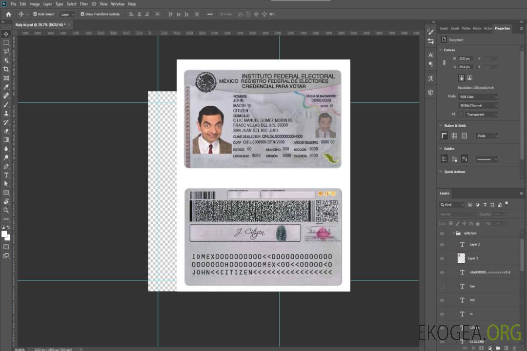 Carte d'identité du Mexique template Carte d'identité du Mexique template